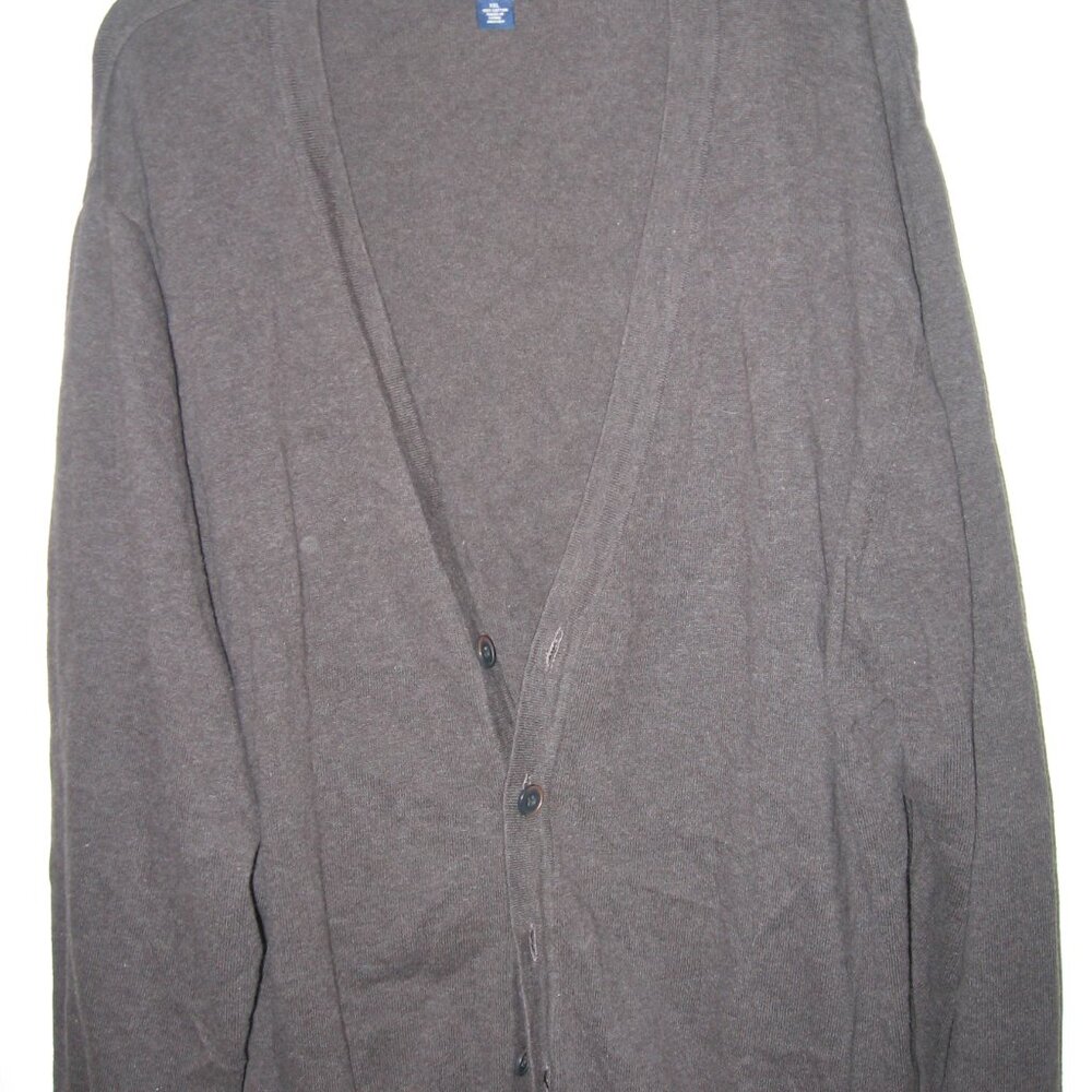 Saddlebred V-Neck Button Front Cardigan Men's XXL Dark Gray 100% Cotton